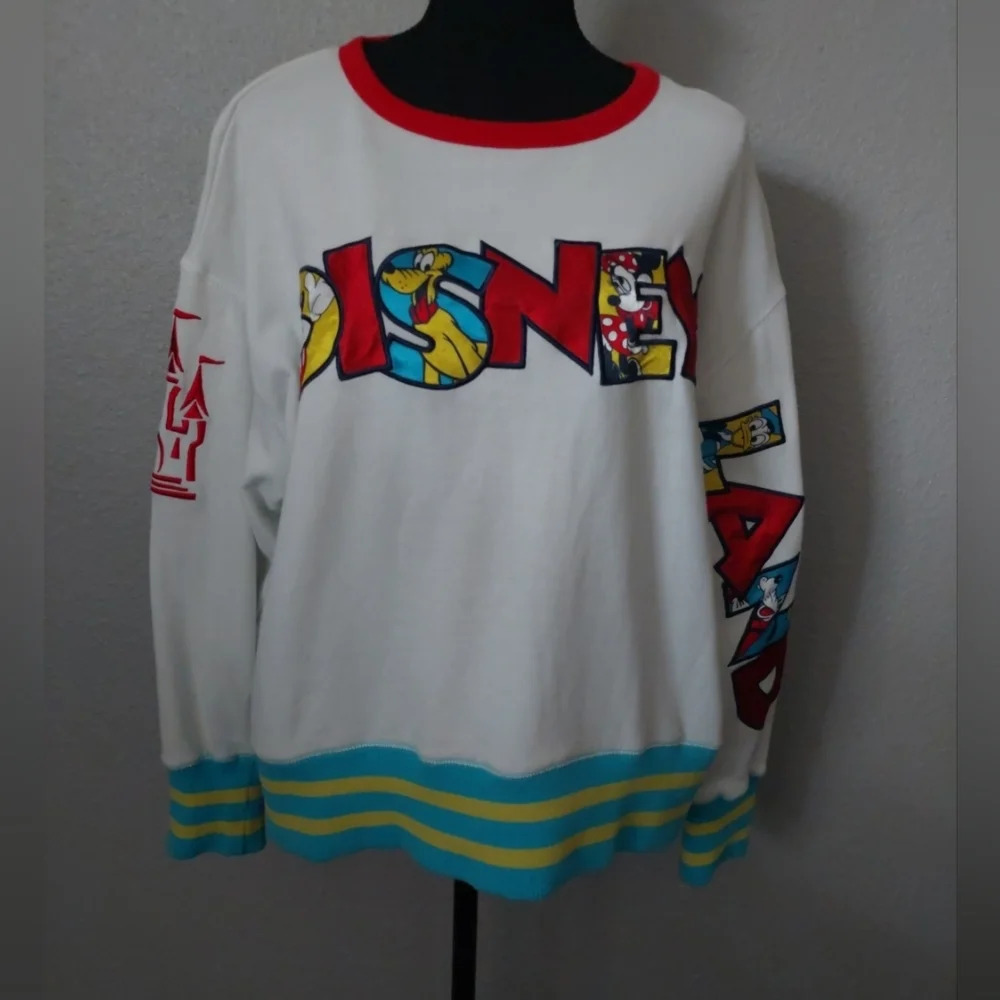Vintage Disney Mickey & Friends Sweatshirt Large Spellout Rare